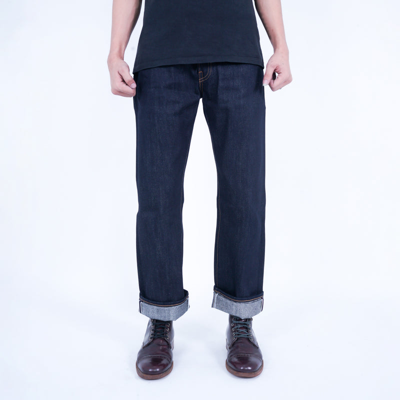 LYNX 15oz SANFORIZED SUPER DEEP INDIGO RED LINE SELVEDGE SLIM STRAIGHT CUT