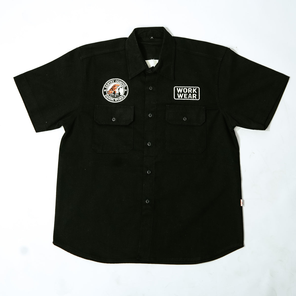 EARTHY GENOVA - WASHI Black Shirt Twill Cotton Sueding