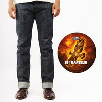 EARTHY GENOVA - Denim Selvedge BARTELSI 19 Oz Slubby Texture Sanforized Celana Raw Jeans Pria Deep Indigo Golden Brown Line Selvedge