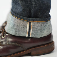EARTHY GENOVA - Denim Selvedge BARTELSI 19 Oz Slubby Texture Sanforized Celana Raw Jeans Pria Deep Indigo Golden Brown Line Selvedge