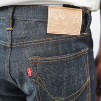 EARTHY GENOVA - Denim Selvedge BARTELSI 19 Oz Slubby Texture Sanforized Celana Raw Jeans Pria Deep Indigo Golden Brown Line Selvedge