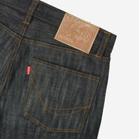 EARTHY GENOVA - Denim Selvedge OSTRICH 15 Oz Slubby Textured Sanforized Celana Raw Jeans Pria Deep Indigo Red Line Selvedge Slim Straight