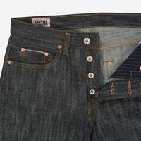 EARTHY GENOVA - Denim Selvedge OSTRICH 15 Oz Slubby Textured Sanforized Celana Raw Jeans Pria Deep Indigo Red Line Selvedge Slim Straight