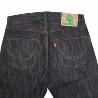 EARTHY GENOVA - Denim Selvedge MATSU 15 Oz Slubby Textured Unsanforized Celana Raw Jeans Pria Deep Indigo Green Line Selvedge Slim Straight