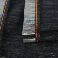 EARTHY GENOVA - Denim Selvedge MATSU 15 Oz Slubby Textured Unsanforized Celana Raw Jeans Pria Deep Indigo Green Line Selvedge Slim Straight