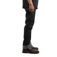 EARTHY GENOVA - Denim Selvedge PURPLE MARTIN 16 Oz Unsanforized Celana Raw Jeans Pria Deep Indigo Purple Line Selvedge Slim Straight