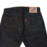 EARTHY GENOVA - Denim Selvedge PURPLE MARTIN 16 Oz Unsanforized Celana Raw Jeans Pria Deep Indigo Purple Line Selvedge Slim Straight