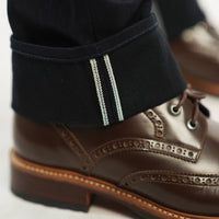 EARTHY GENOVA - Denim Selvedge JAGUAR 18 Oz Sanforized Celana Raw Jeans Pria Indigo x Indigo Color Sparkling Blue Line Selvedge
