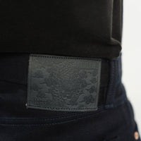 EARTHY GENOVA - Denim Selvedge JAGUAR 18 Oz Sanforized Celana Raw Jeans Pria Indigo x Indigo Color Sparkling Blue Line Selvedge