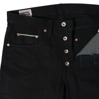 EARTHY GENOVA - Denim Selvedge JAGUAR 18 Oz Sanforized Celana Raw Jeans Pria Indigo x Indigo Color Sparkling Blue Line Selvedge