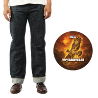 EARTHY GENOVA - Denim Selvedge BARTELSI 19 Oz Slubby Texture Sanforized Celana Raw Jeans Pria Deep Indigo Golden Brown Line Selvedge