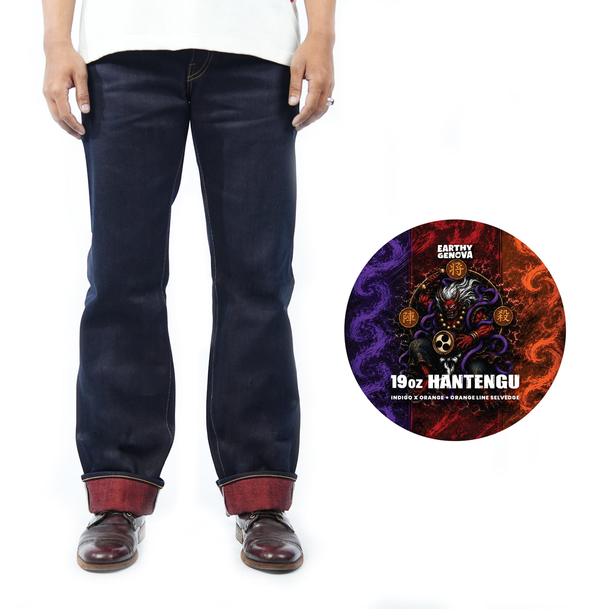 EARTHY GENOVA - HANTENGU JIN 19 Oz Indigo x Orange Color