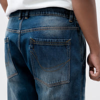 EARTHY GENOVA - OBSIDIAN TRAIL Cargo Blue Washed Loose Denim