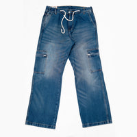 EARTHY GENOVA - OBSIDIAN TRAIL Cargo Blue Washed Loose Denim