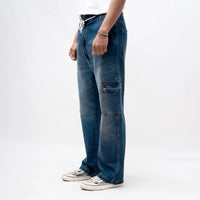 EARTHY GENOVA - OBSIDIAN TRAIL Cargo Blue Washed Loose Denim
