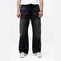 EARTHY GENOVA - RIVERTRAIL Cargo Black Washed Loose Denim