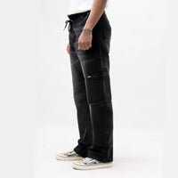 EARTHY GENOVA - RIVERTRAIL Cargo Black Washed Loose Denim