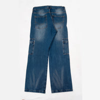 EARTHY GENOVA - OBSIDIAN TRAIL Cargo Blue Washed Loose Denim