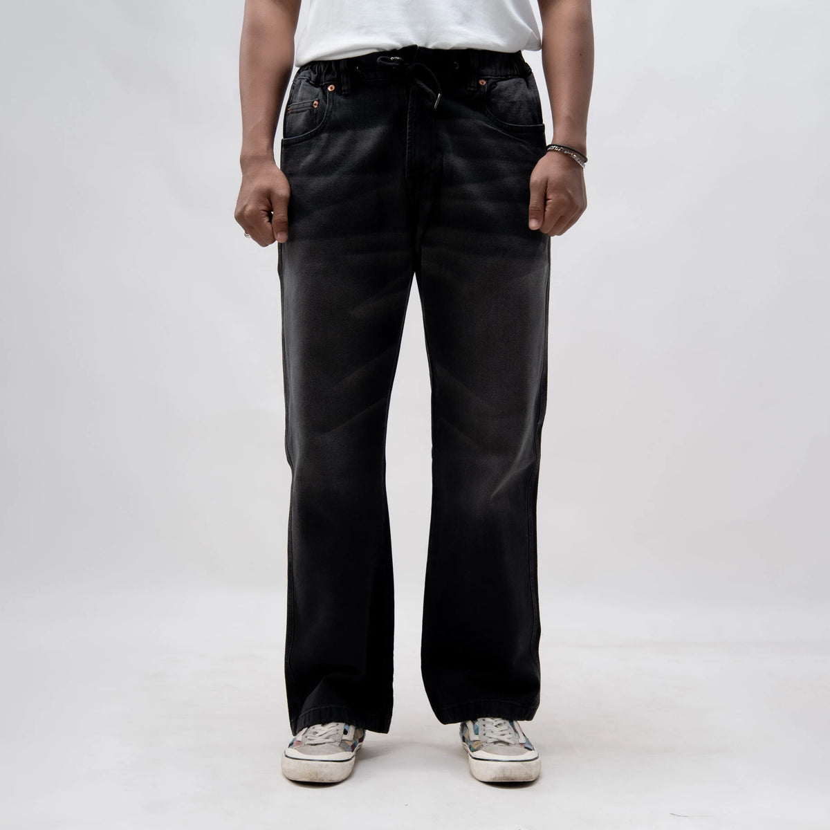 EARTHY GENOVA - ONYX ELMZ Reguler Black Washed Loose Denim