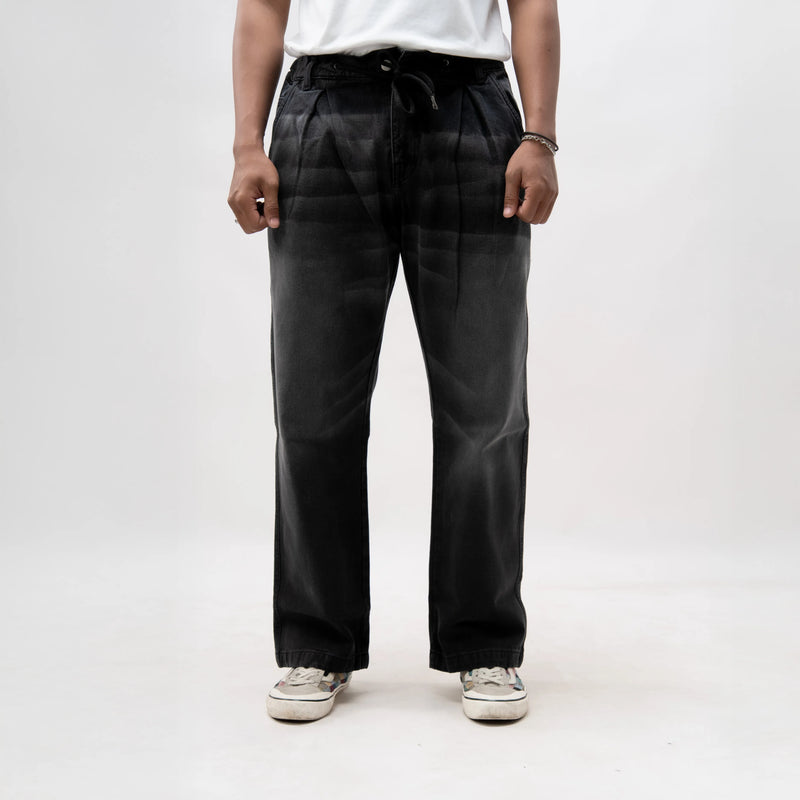 EARTHY GENOVA - SLATEWIND Trousers Black Washed Loose Denim